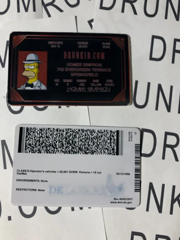 Delaware Fake ID Backside