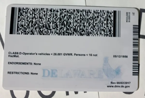 Delaware Fake ID Barcode