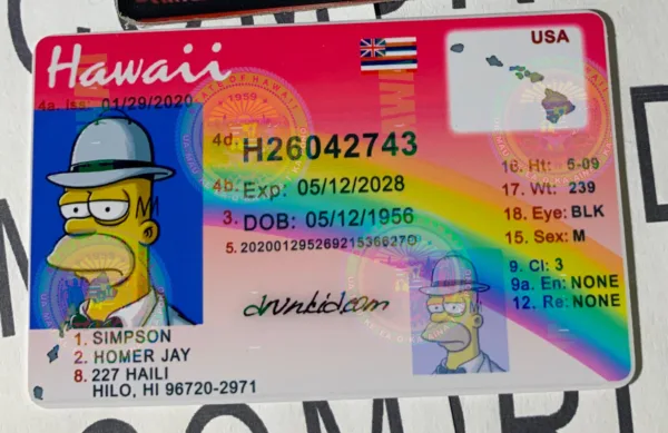 Hawaii Fake ID Frontside