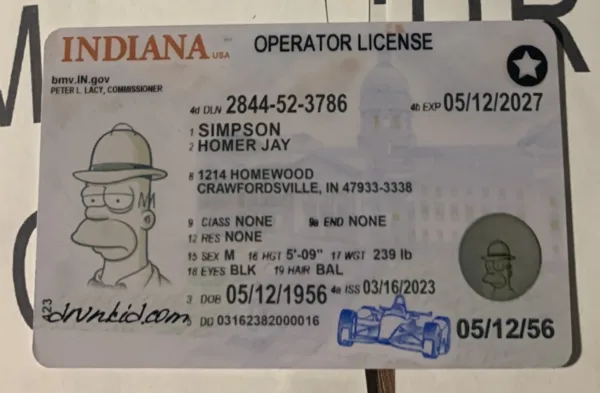 Indiana Fake ID Frontside