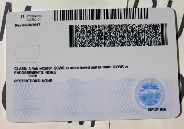 Iowa Fake ID Barcode