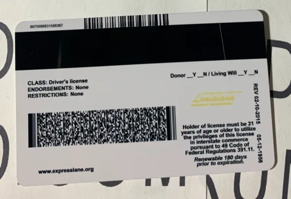 Louisiana Fake ID Barcode