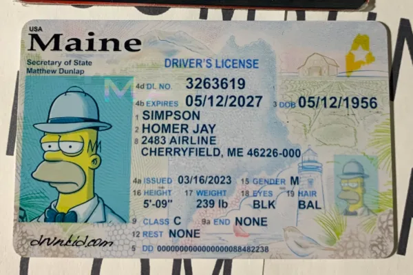 Maine Fake ID Frontside