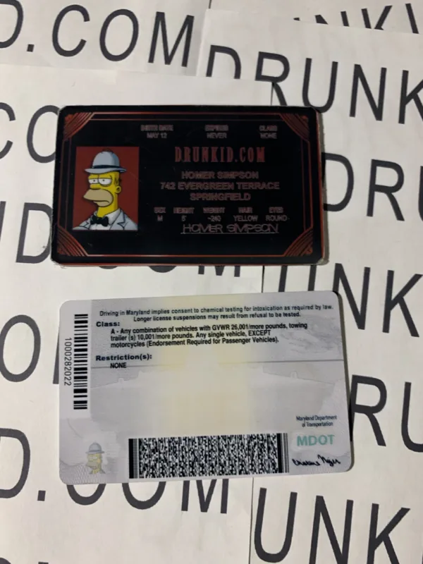 Maryland Fake ID Backside
