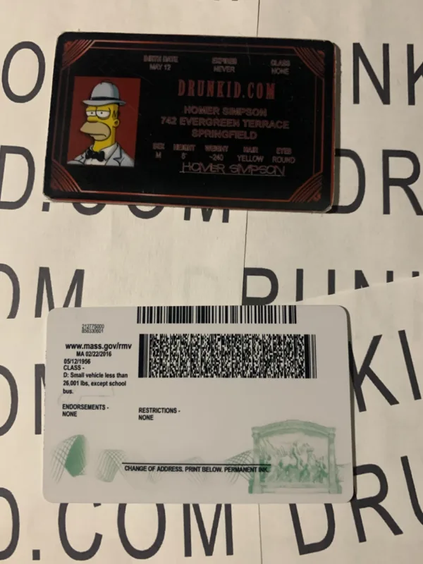 Massachusetts Fake ID Backside