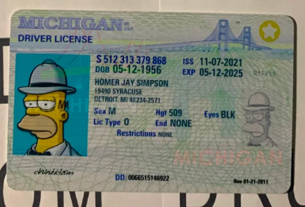 Michigan Fake ID Frontside
