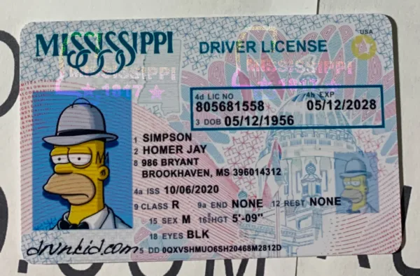 Mississippi Fake ID Frontside