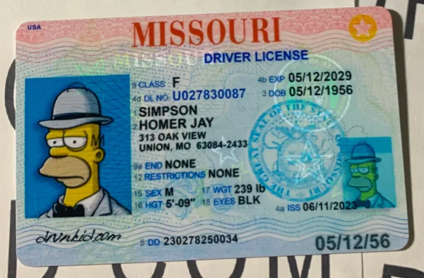 Missouri Fake ID Frontside