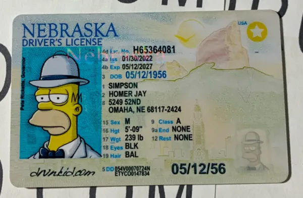 Nebraska Fake ID Frontside