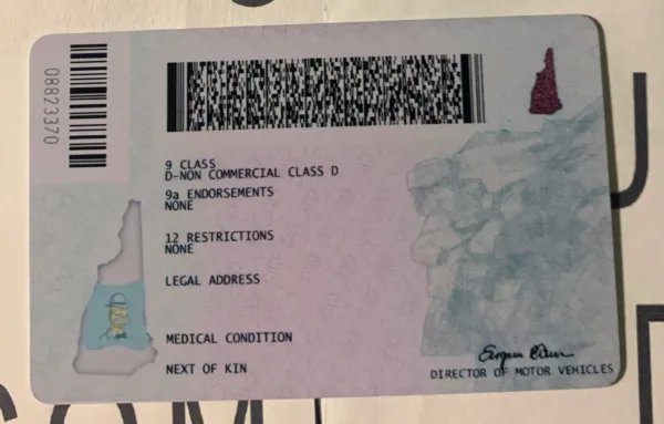New Hampshire Fake ID Barcode