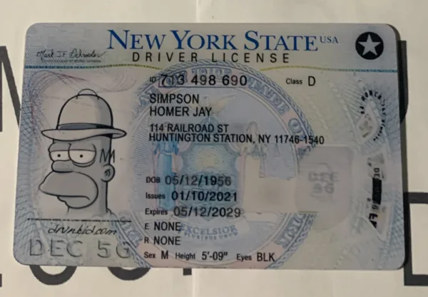 New York Fake ID Frontside
