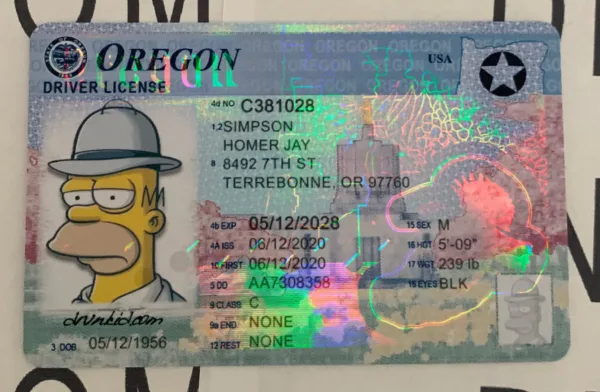 Oregon Fake ID Frontside