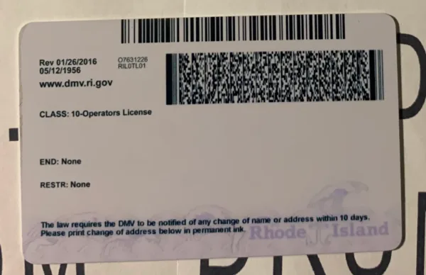 Rhode Island Fake ID Barcode