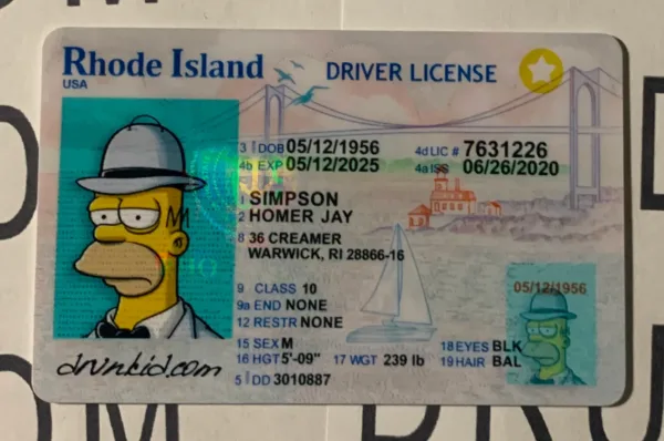 Rhode Island Fake ID Frontside
