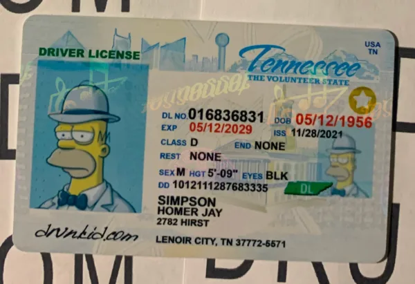 Tennessee Fake ID Frontside