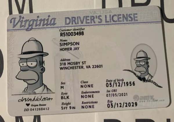 Virginia Fake ID Frontside