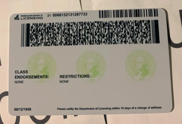 Washington Fake ID Barcode