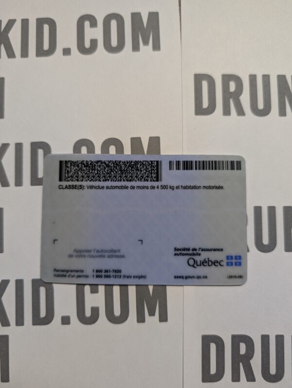 Quebec Fake ID Back